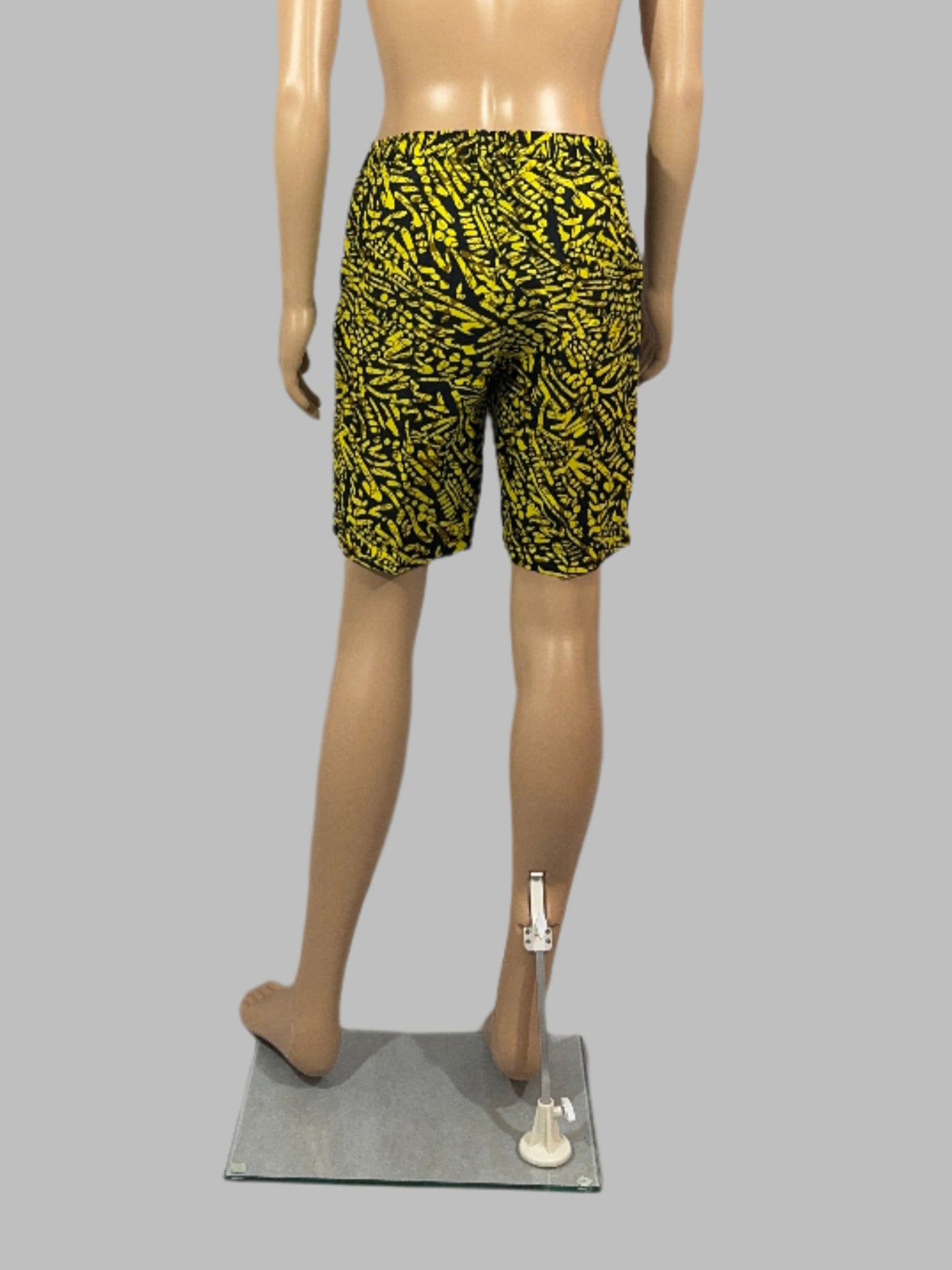 Vibrant Yellow and Black Matching Shorts for Men