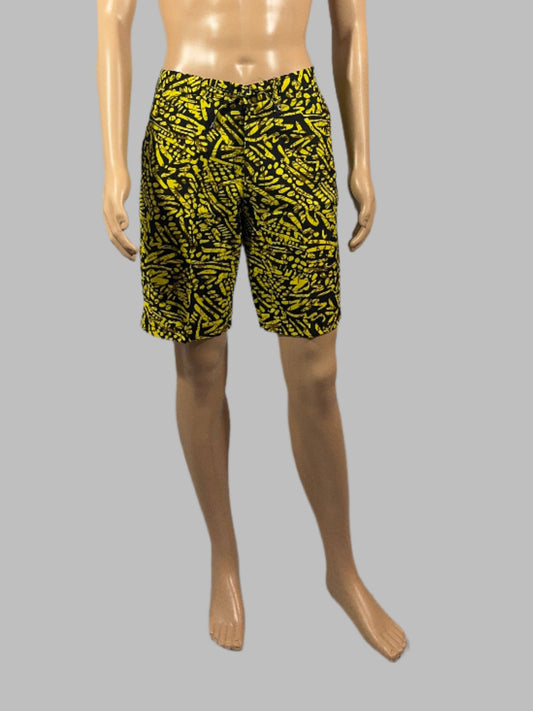 Vibrant Yellow and Black Matching Shorts for Men