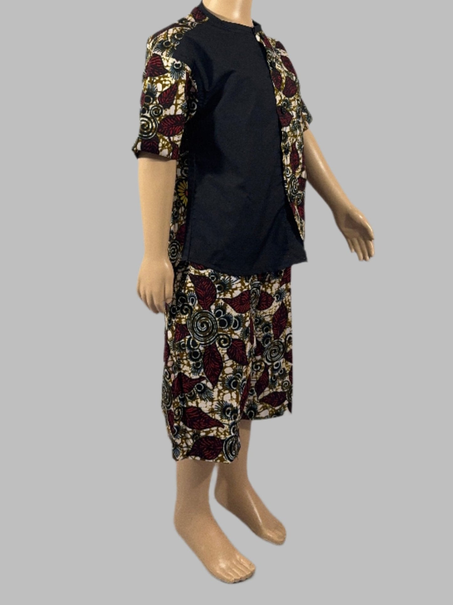 Bohemian Blossom Mixed-Print Boy Shirt and Short set