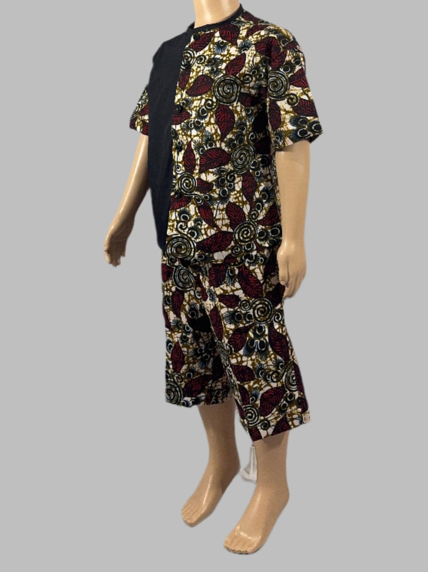 Bohemian Blossom Mixed-Print Boy Shirt and Short set