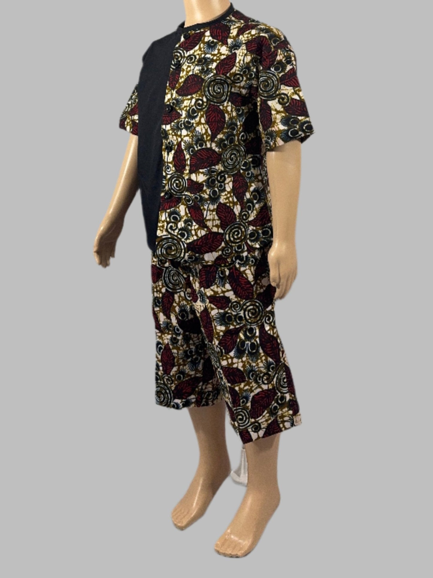 Bohemian Blossom Mixed-Print Boy Shirt and Short set