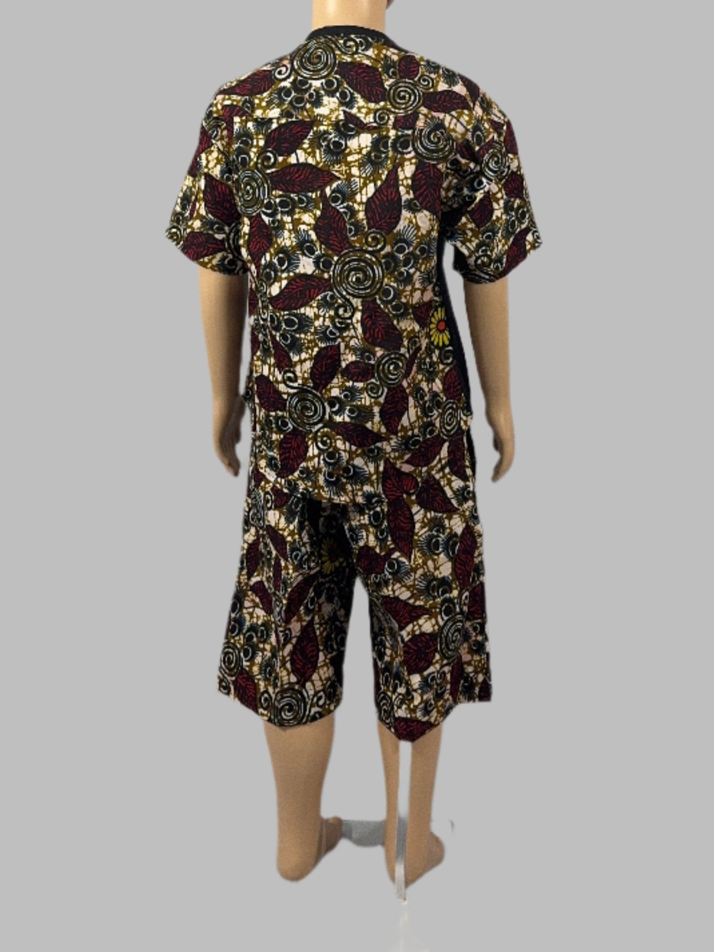 Bohemian Blossom Mixed-Print Boy Shirt and Short set