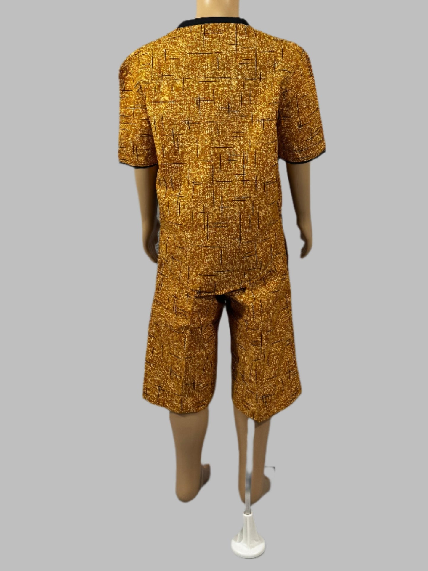 Stylish Mustard Print Boy Tunic and Shorts Set