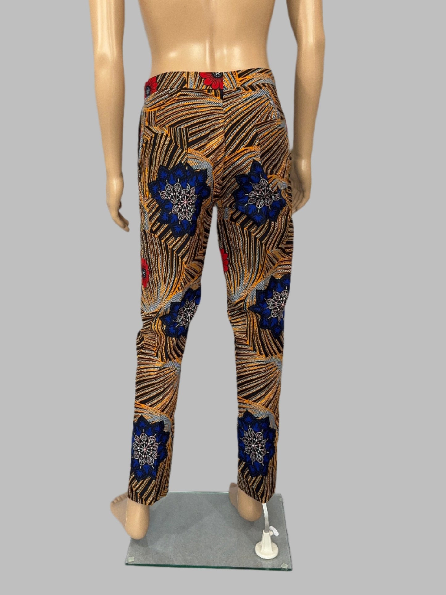 Golden Bloom Pants for Men - Red Floral Design