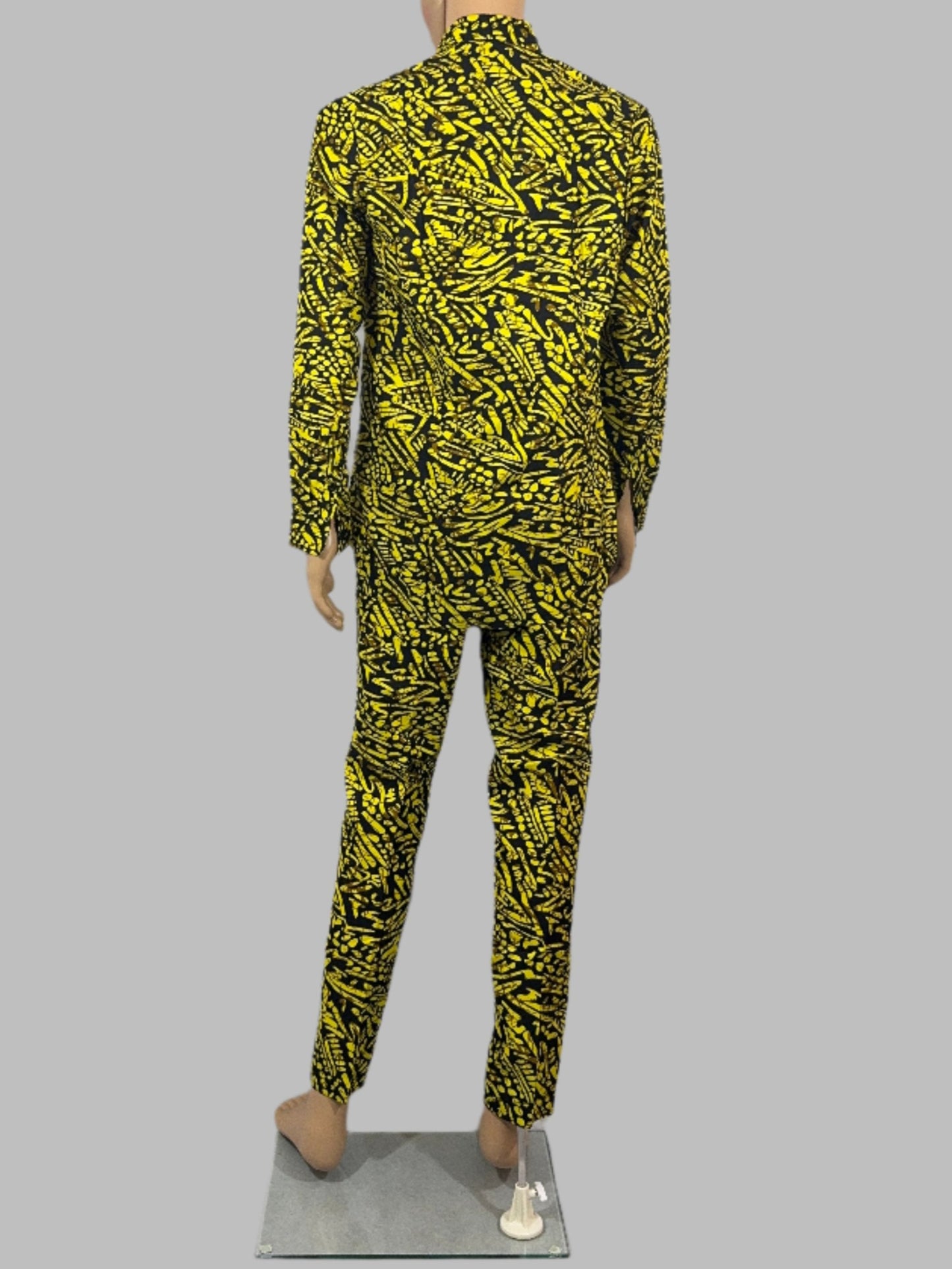 Vibrant Yellow and Black Matching Pants for Men