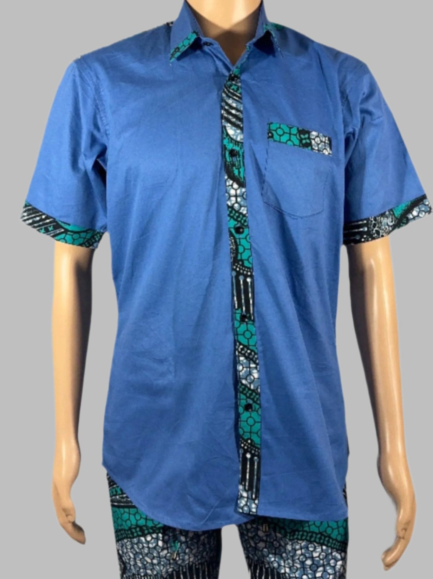 Teal Harmony Blue Short-sleeve Shirt for Men